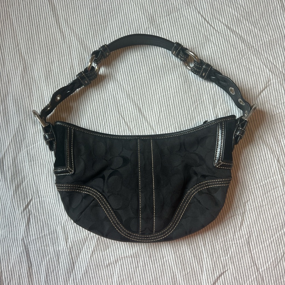 COACH Signature Women’s Black Leather Soho Hobo Shoulder Bag
